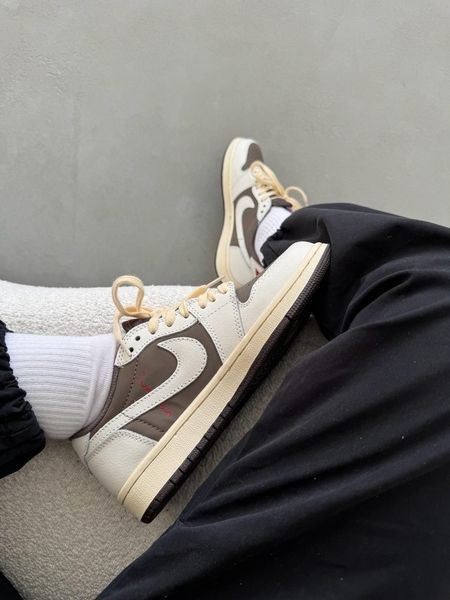 Nike Air Jordan 1 Low x Travis Scott Beige/Gray nik-0518-924032 фото
