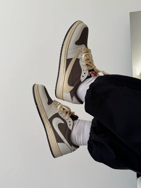Nike Air Jordan 1 Low x Travis Scott Beige/Gray nik-0518-924032 фото