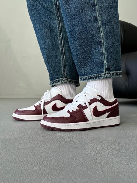 Nike Jordan 1 Retro Low White/Bordo nik-0551-988302 фото