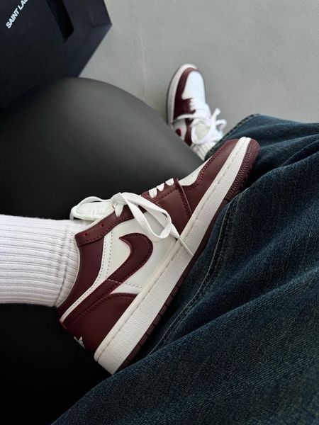 Nike Jordan 1 Retro Low White/Bordo nik-0551-988302 фото