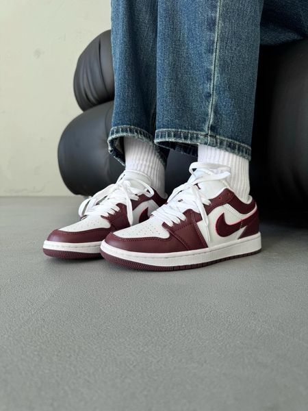 Nike Jordan 1 Retro Low White/Bordo nik-0551-988302 фото