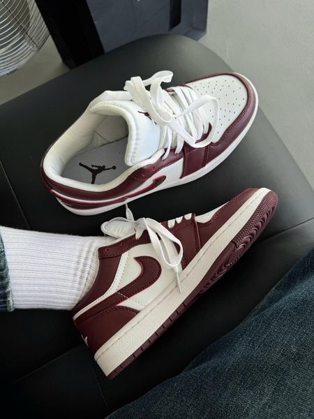Nike Jordan 1 Retro Low White/Bordo nik-0551-988302 фото